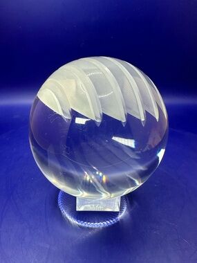 Clear Glass Art Sphere with Frosted Spiral Accent - Home Art